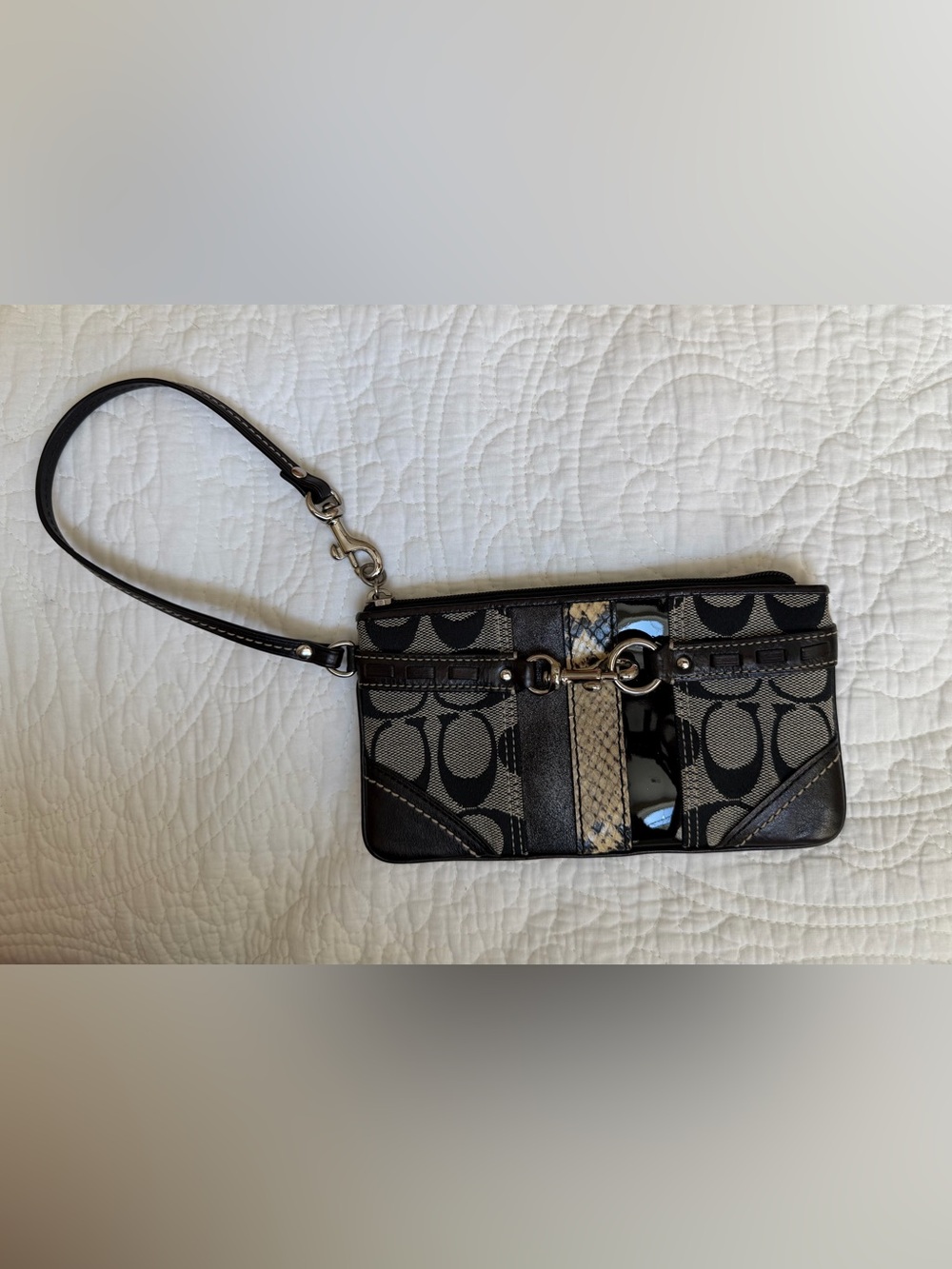 Coach Hampton Python signature wristlet